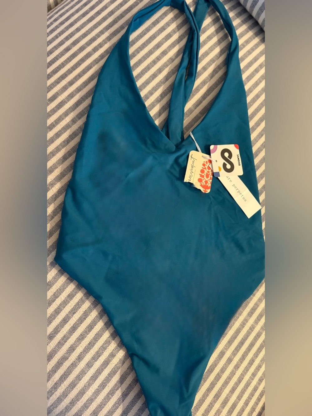 Free People Teal One-Piece Halter Swimsuit